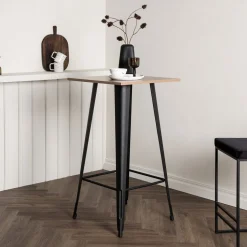 Vierkante Bartafel Jerae 60 x 60cm, kleur Walnoot/Zwart