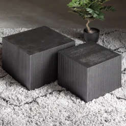 Vierkante Bijzettafel Sanne Set van 2 stuks, kleur zwart