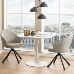 Vierkante Bistrotafel Tempest Keramiek met marmerlook, 90 x 90cm