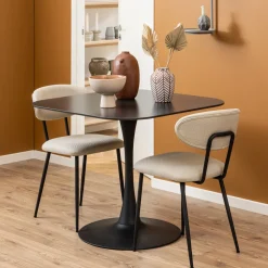 Vierkante Bistrotafel Tempest Keramiek met marmerlook, 90 x 90cm