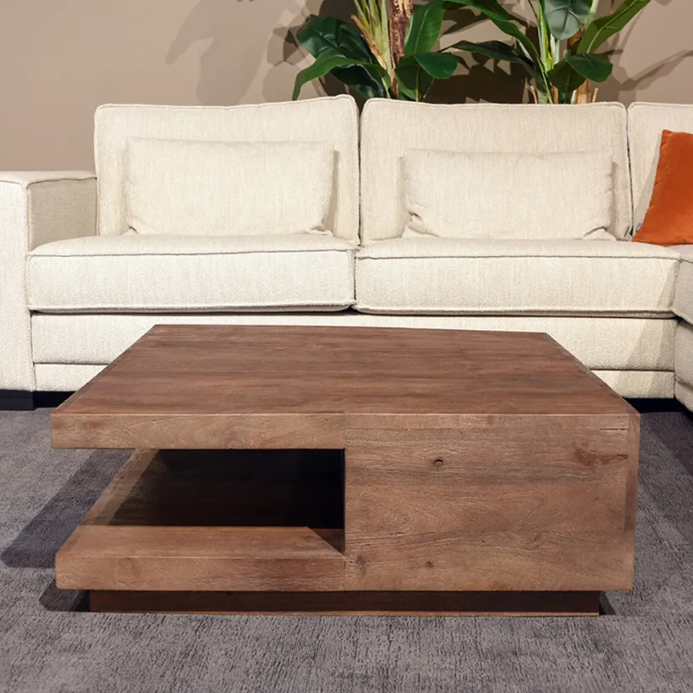 Vierkante Salontafel Square Espresso Mangohout, 80 x 80 cm