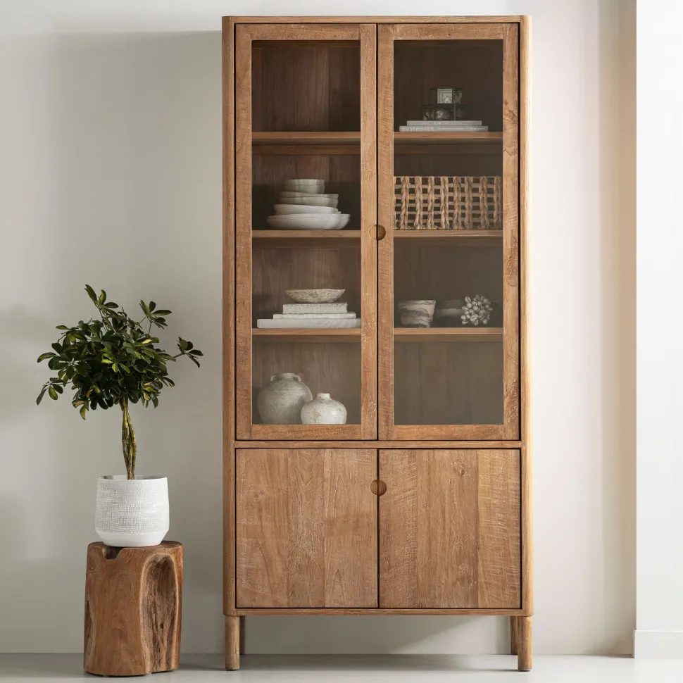 Vitrinekast Apollo Teakhout, 210 x 100cm