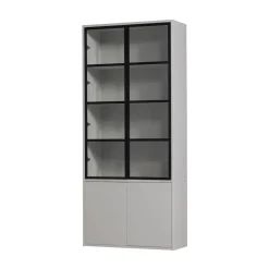 Vitrinekast Basic Grenenhout, kleur Mist