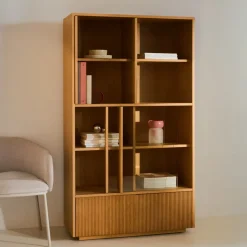 Vitrinekast Helvine Eiken en glas, 174 x 100cm