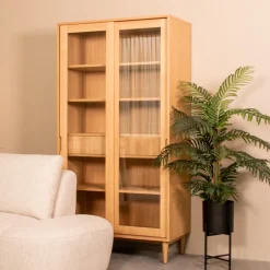 Vitrinekast Jule Eiken en glas, 180 x 100cm