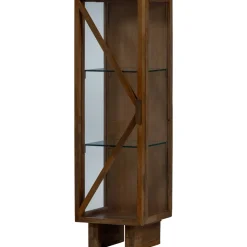 Vitrinekast Kella Mangohout en glas, 137 x 40cm