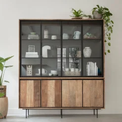 Vitrinekast Metropole Teakhout, 210 x 180cm