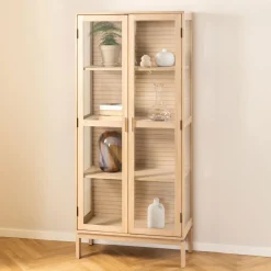 Vitrinekast Sharalyn Eiken, 180 x 80cm