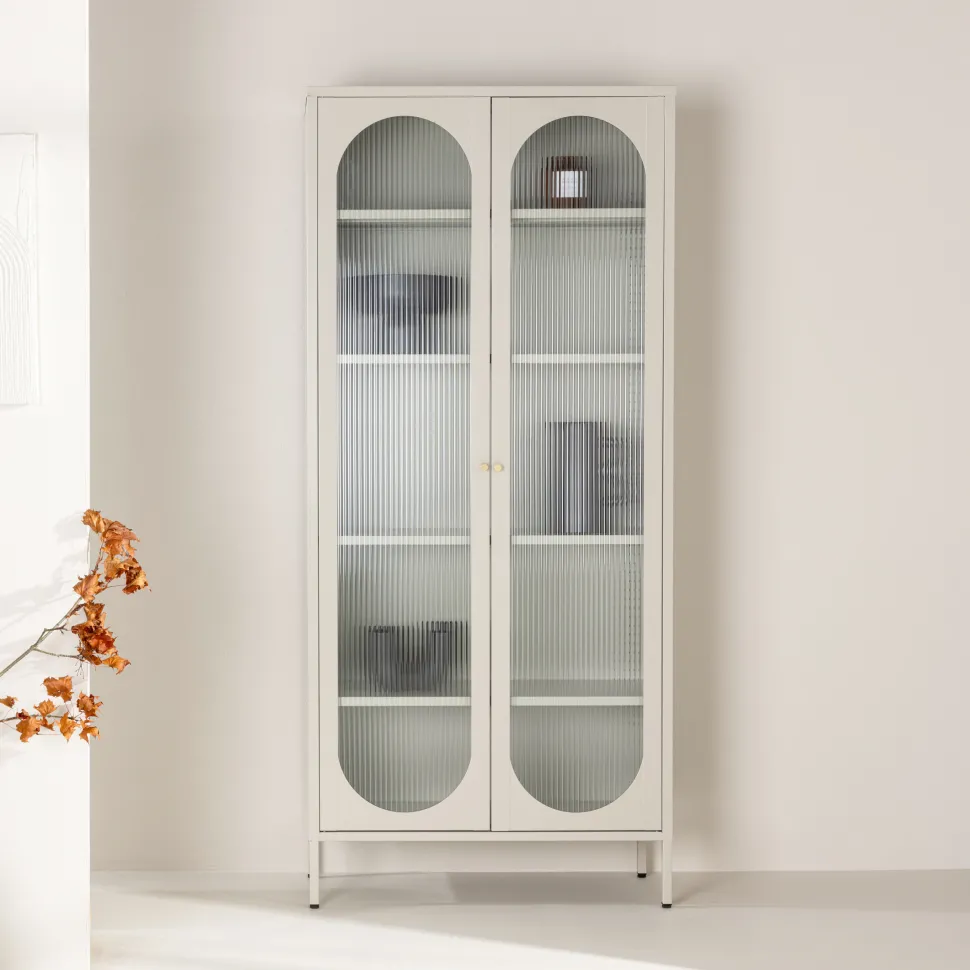 Vitrinekast Tilla Staal en glas, 180 x 80cm