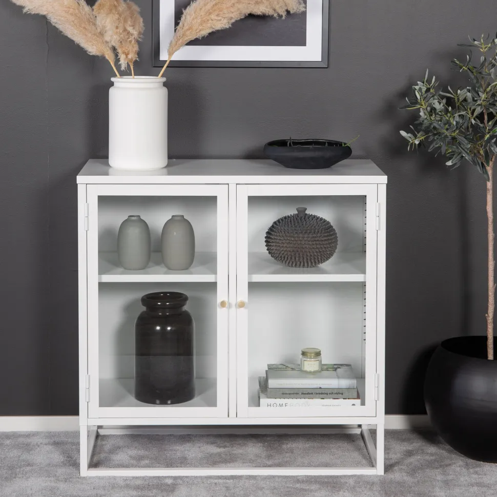 Vitrinekastje Shaune 85 x 85cm, kleur Wit