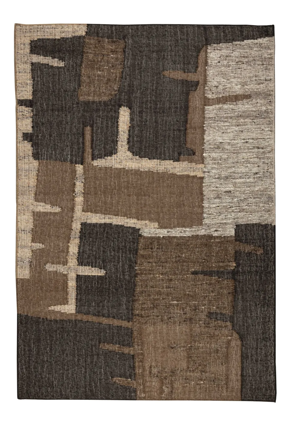 Vloerkleed Briton Wol en jute, kleur Bruin