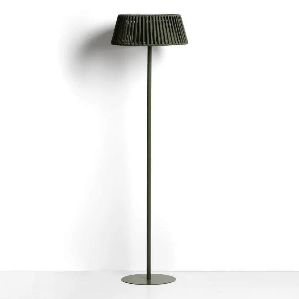 Vloerlamp Aldet Op zonne-energie, Plat Geweven touw