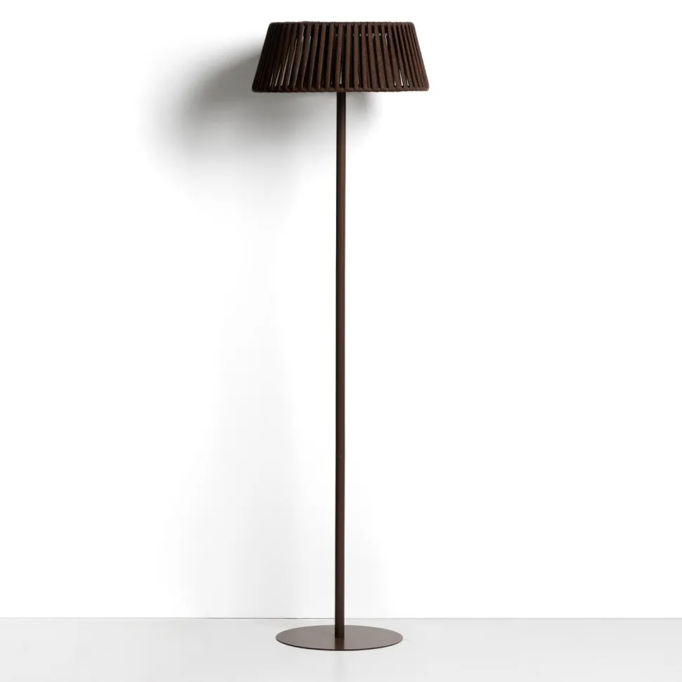 Vloerlamp Aldet Op zonne-energie, Plat Geweven touw