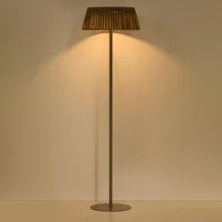 Vloerlamp Aldet Op zonne-energie, Plat Geweven touw