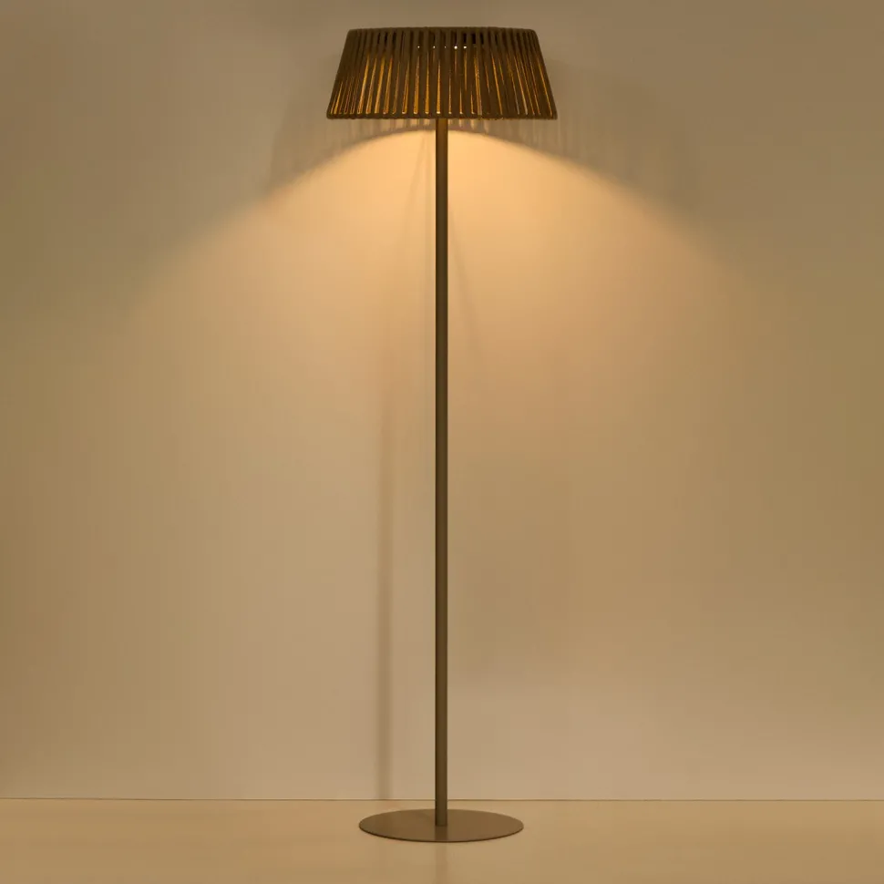 Vloerlamp Aldet Op zonne-energie, Plat Geweven touw