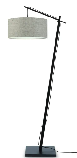 Vloerlamp Andes Zwart, Bamboe en Eco linnen