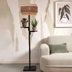 Vloerlamp Bhutan Met 2 plankjes, Bamboe