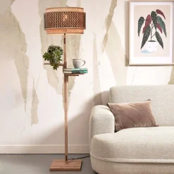 Vloerlamp Bhutan Met 2 plankjes, Bamboe