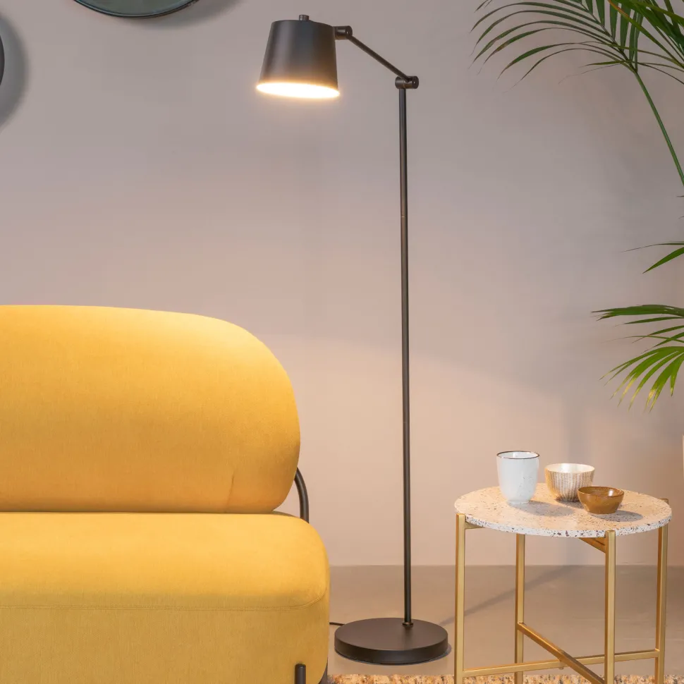 Vloerlamp Bret 124cm hoog, kleur Zwart