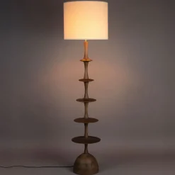 Vloerlamp Cath Mangohout en linnen, 180cm