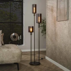 Vloerlamp Deatra 3-lamps, kleur Sienna brown