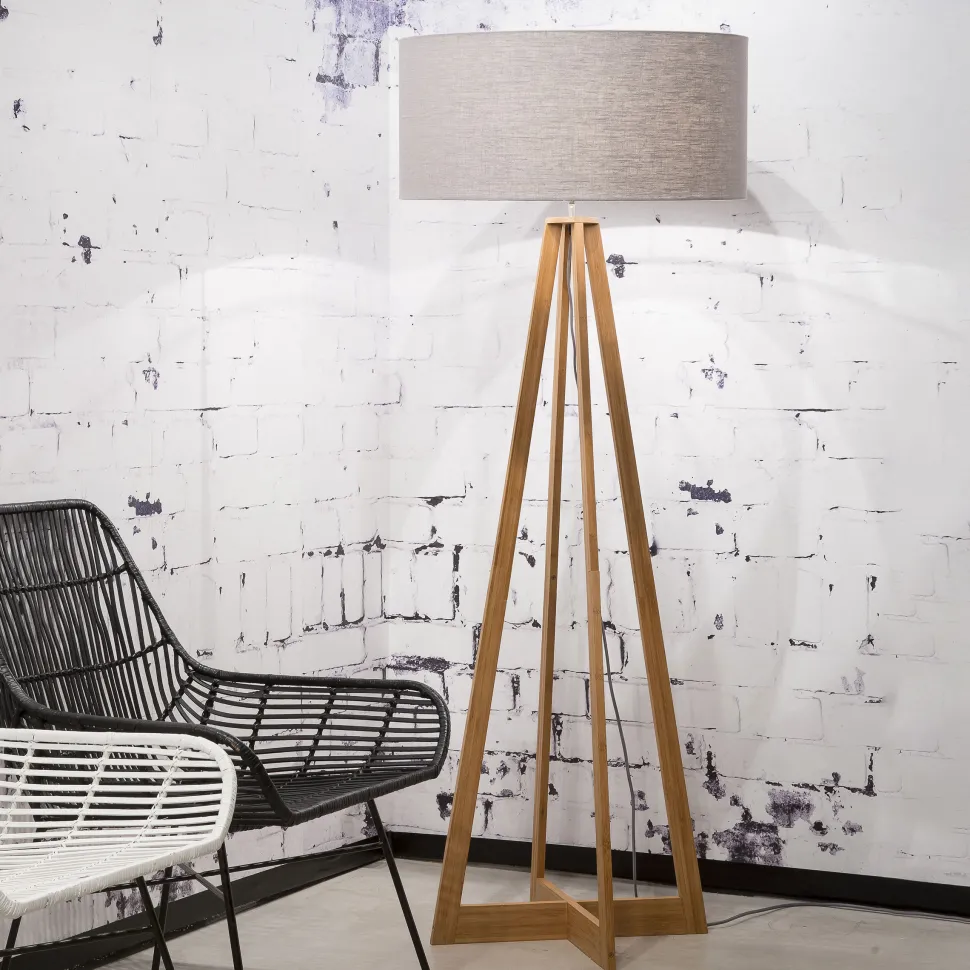 Vloerlamp Everest Bamboe en Eco linnen