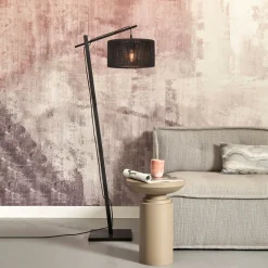 Vloerlamp Iguazu Rond, Bamboe en jute, 150cm