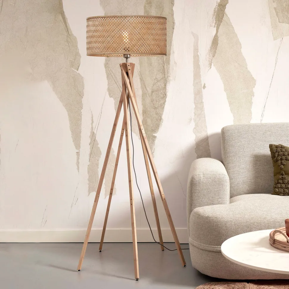 Vloerlamp Java 5-poot, Bamboe