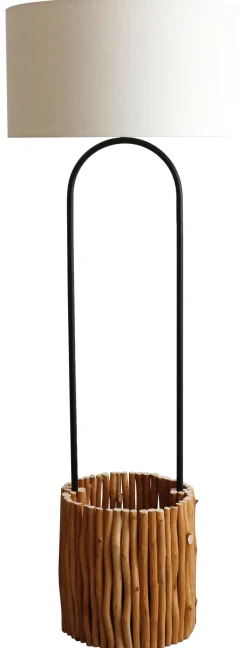 Vloerlamp Kenyanna Met plantenmand, Drijfhout