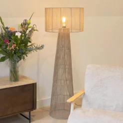 Vloerlamp Oshu Jute, 146cm hoog