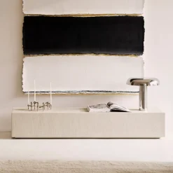 Vloerplank/Salontafel Elements Microcement, 180cm, kleur Off White