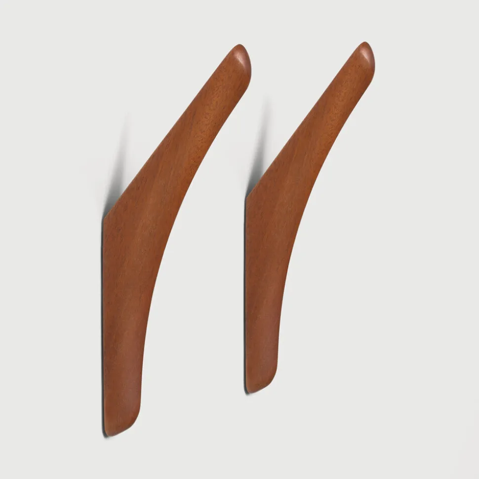 Wandhaak PI Mahoniehout, Set van 2 stuks