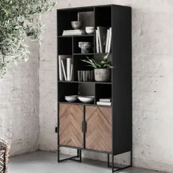 Wandkast Criss Cross Hout en staal, 185 x 80cm