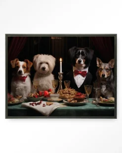 Wandkleed A Dog Dinner in maat en frame naar keuze