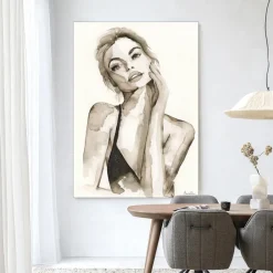 Wandkleed A Womans Face in maat en frame naar keuze