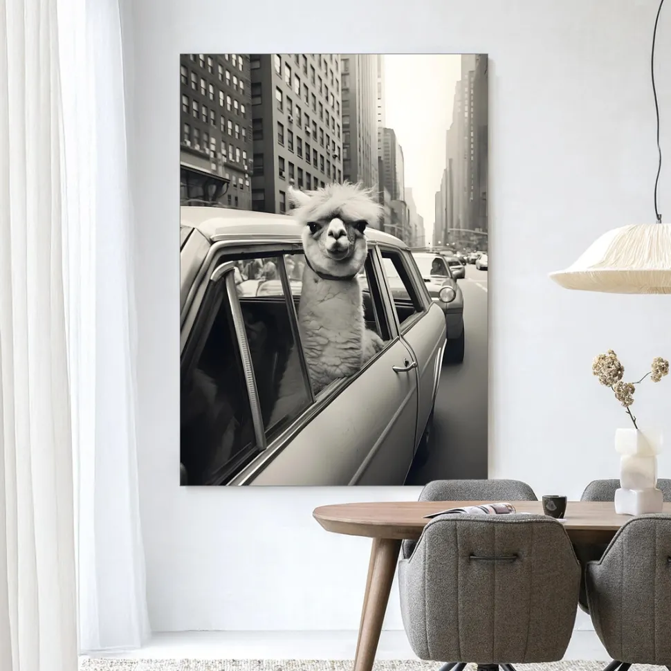 Wandkleed Alpaca In NY in maat en frame naar keuze