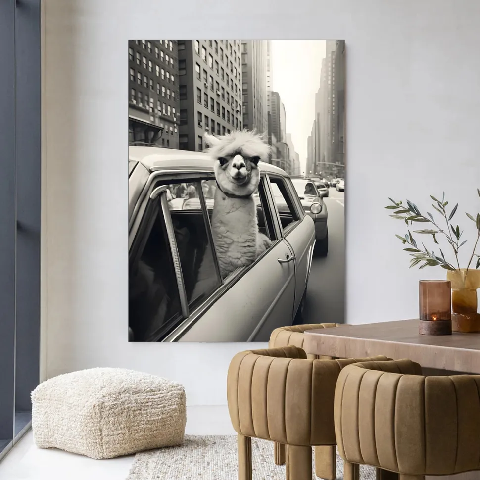 Wandkleed Alpaca In NY in maat en frame naar keuze