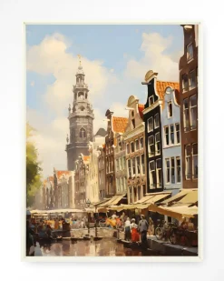 Wandkleed Amsterdam in maat en frame naar keuze