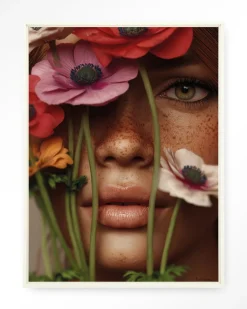 Wandkleed Anemone in maat en frame naar keuze