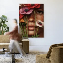 Wandkleed Anemone in maat en frame naar keuze