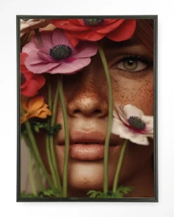 Wandkleed Anemone in maat en frame naar keuze