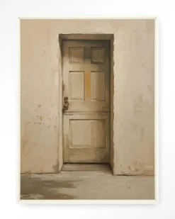 Wandkleed Beige Door in maat en frame naar keuze