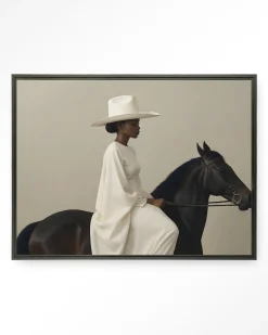 Wandkleed Beige Rider in maat en frame naar keuze