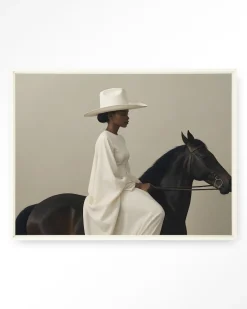 Wandkleed Beige Rider in maat en frame naar keuze