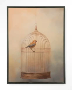 Wandkleed Bird Cage in maat en frame naar keuze