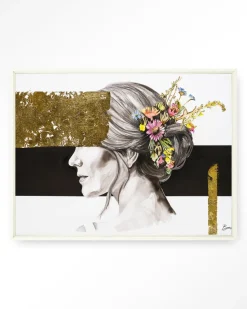 Wandkleed Blooming In Gold in maat en frame naar keuze