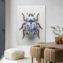 Wandkleed Blue Beatle in maat en frame naar keuze