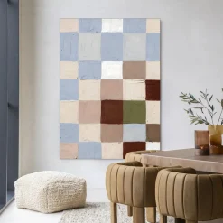 Wandkleed Blue Blocks in maat en frame naar keuze