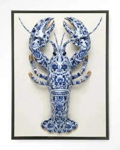 Wandkleed Blue Lobster in maat en frame naar keuze