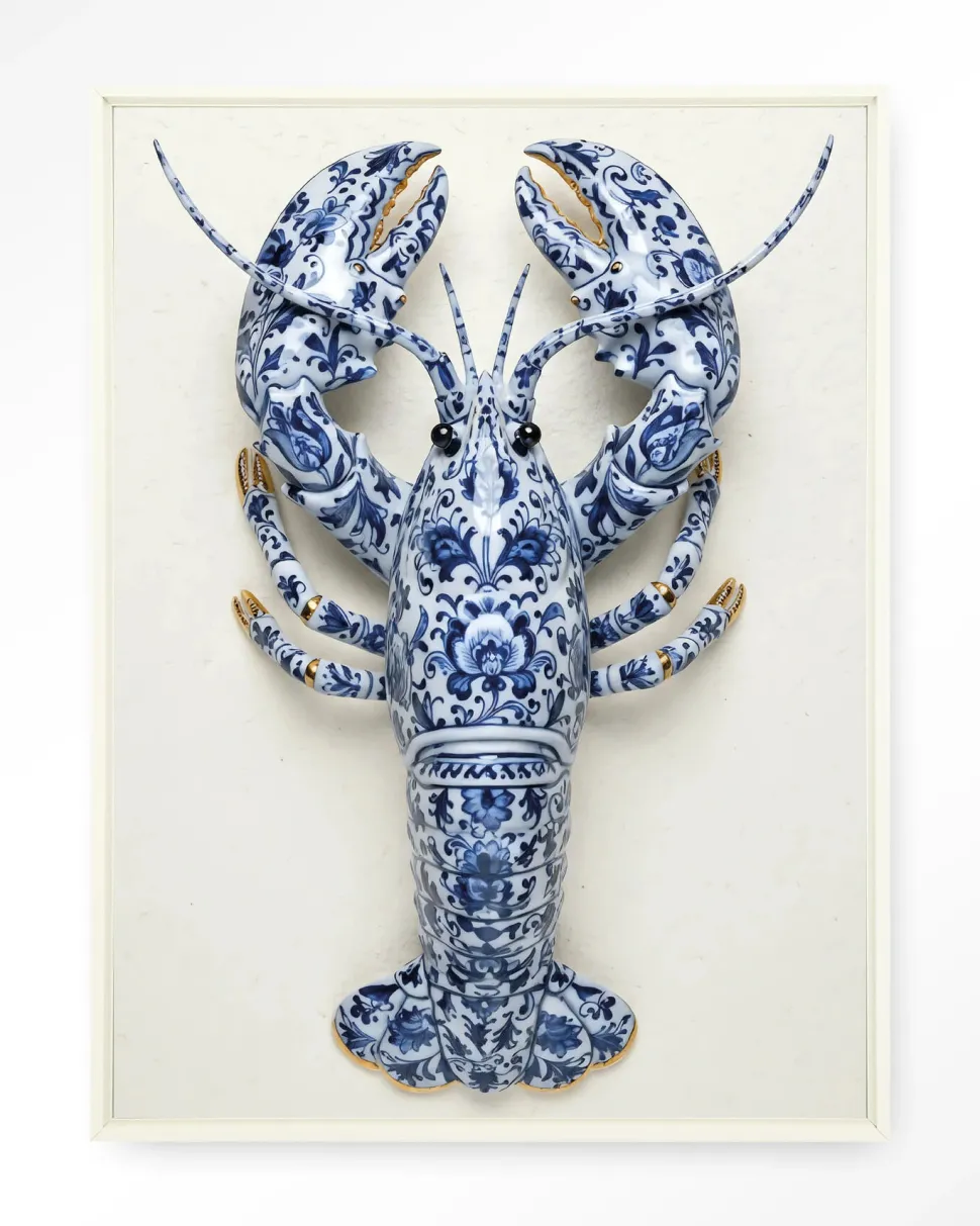 Wandkleed Blue Lobster in maat en frame naar keuze